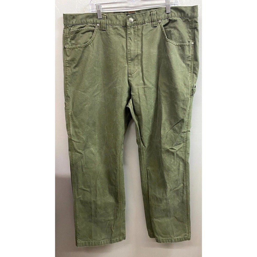 DieHard Duck Canvas Carpenter Pants Men 42x32 Olive Green Cotton Casual Workwear